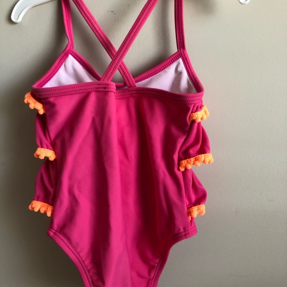 Baby Girls Hot Pink Tassel Swimsuit - Picture 4 of 4